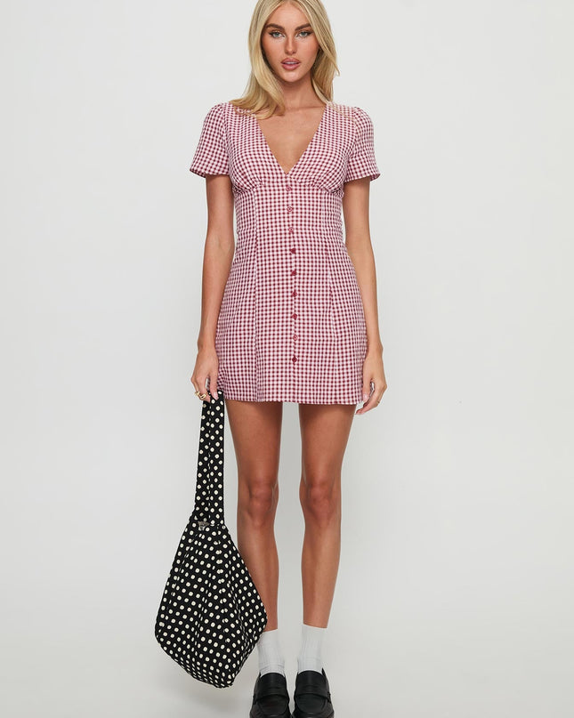 Loveliness Playsuit Red Check