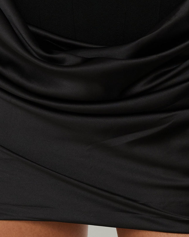 Ryana Corset Drape Mini Dress Black