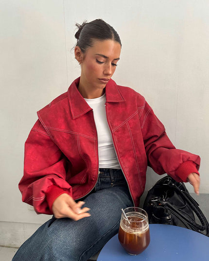Vista Bomber Jacket Crimson