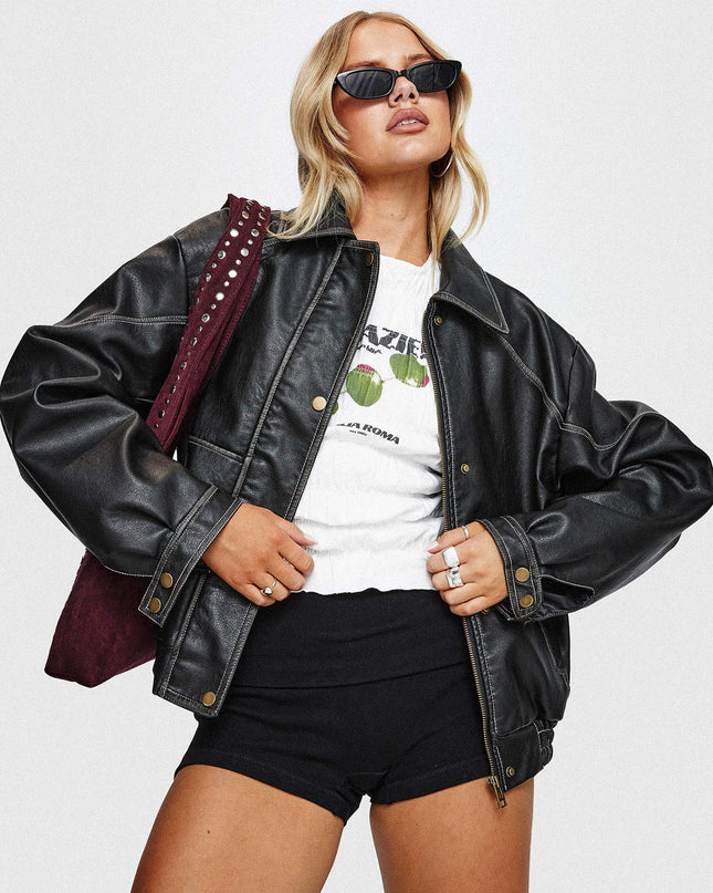 Jaxton Faux Leather Jacket Black