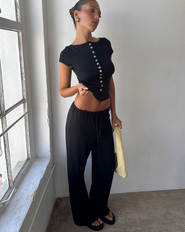 Gavrielle Jersey Wide Leg Pants Black