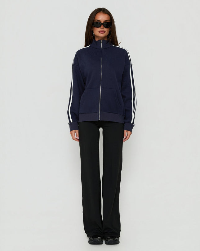 Keeran Funnel Neck Fleece Jumper Navy / White