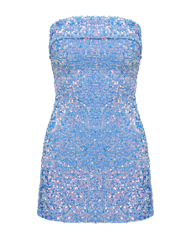 Caprina Sequin Mini Dress Light Blue