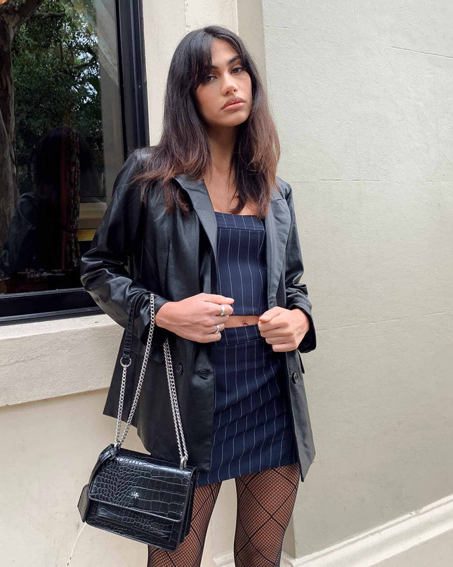 Ellen Faux Leather Blazer